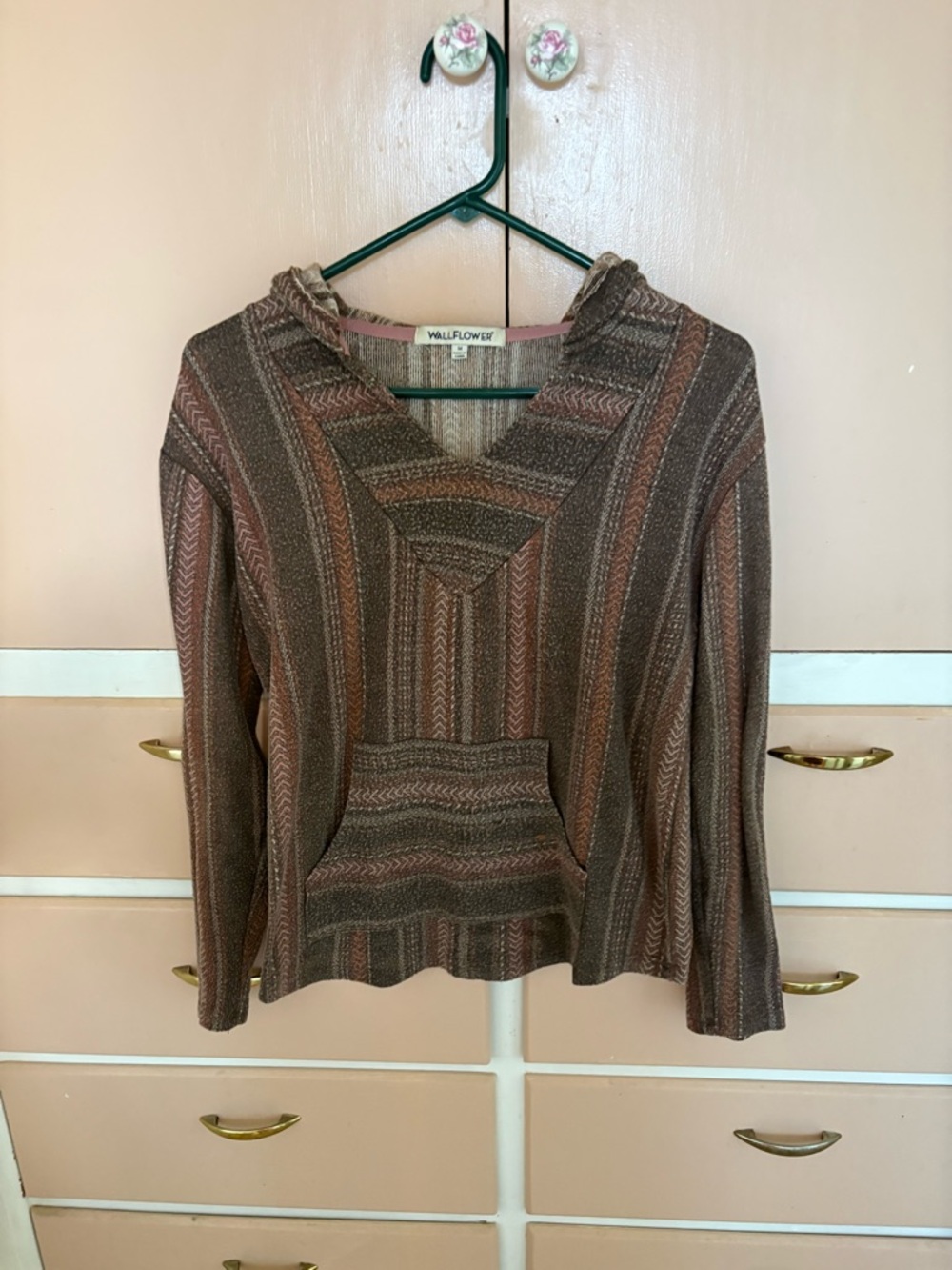 Wallflower Brown & Rust Striped Hooded Knit Top